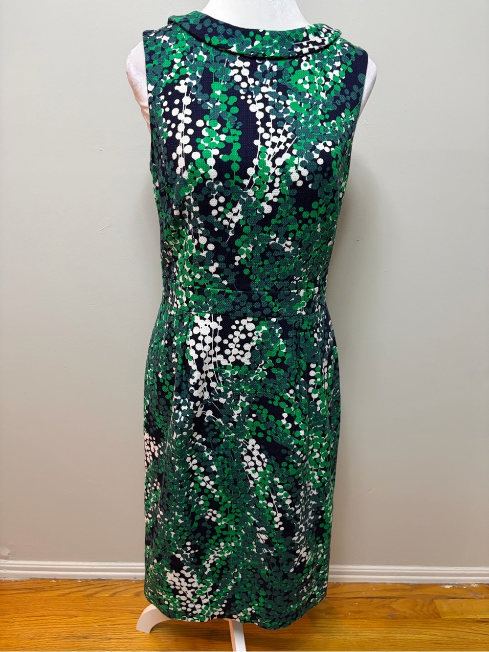 Boden Martha Sheath Women Dress Green Navy Floral Textured Size US 6 / UK 10